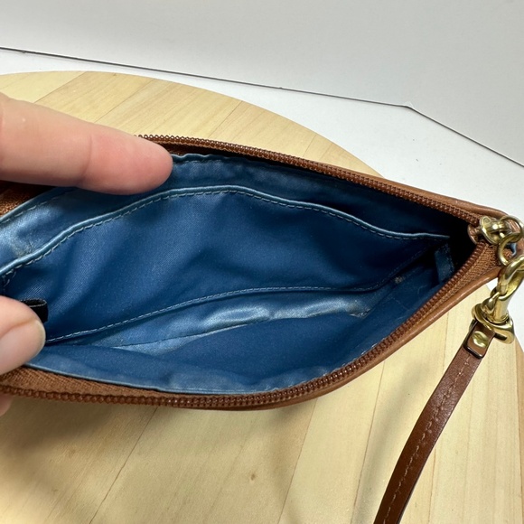 COACH Indigo Signature Denim Patchwork Leather Wristlet Clutch Hangtag Y2K - Picture 6 of 10